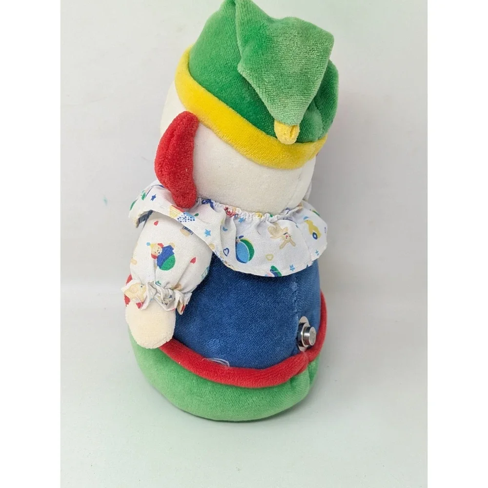 Vintage Carters Velour Clown Plush Primary Color Block Musical Wind-up 90s 1990s